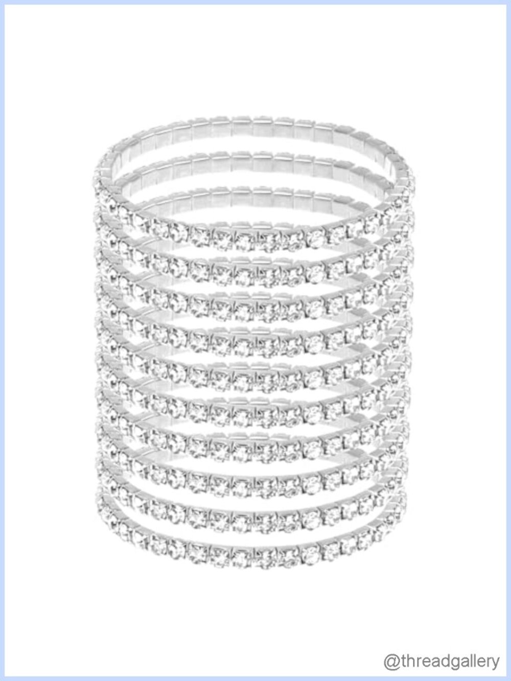 Set of 10 Stretch Rhinestone Tennis Bracelets 1920s Sparkling Bangle